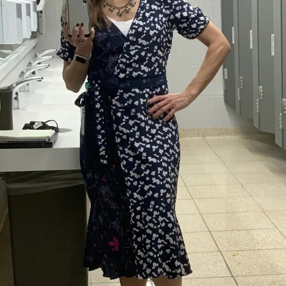 Tanya Taylor Luisa Wrap Dress Blue White Pink Floral Silk 4 - Picture 8 of 10